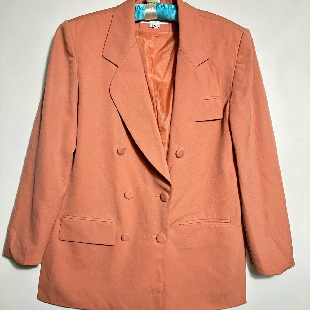 Vintage Christian Dior Coral Pink Double-Breasted Blazer